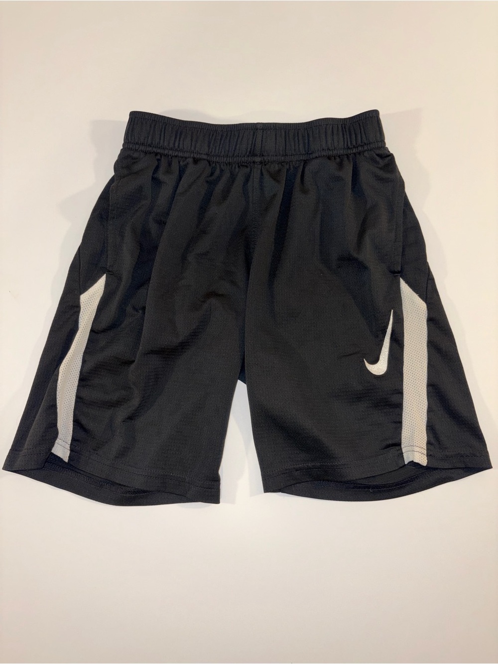 Nike Dri-FIT Youth Size Small Black Athletic Shorts White Swoosh